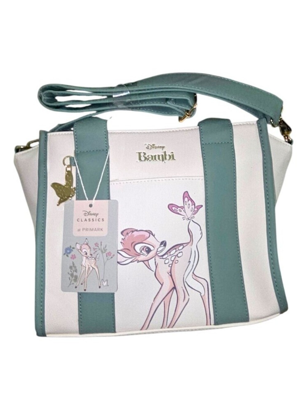 Primark Disney Bambi Thumper Butterfly Crossbody Tote Bag Faux Leather 9"x7" NEW